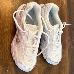 Nike White and Silver Athletic Shoes